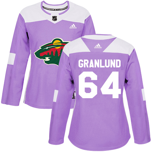 Adidas Wild #64 Mikael Granlund Purple Authentic Fights Cancer Women's Stitched NHL Jersey